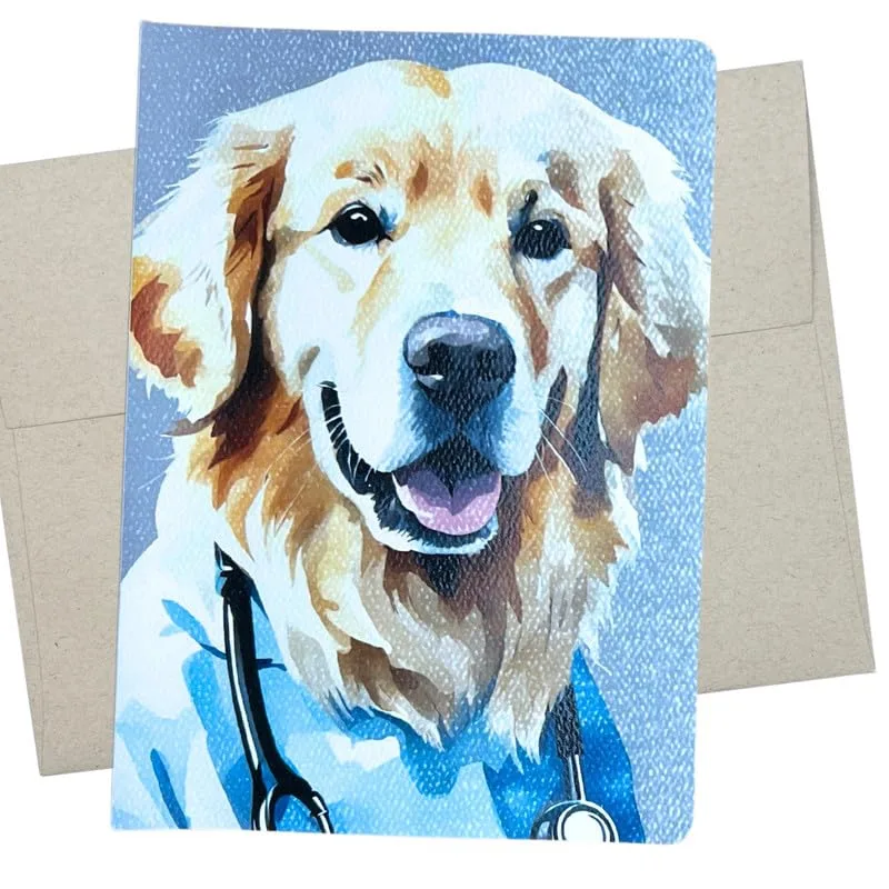 Golden Retriever Doctor Card: A Watercolor Thank You for Your Care