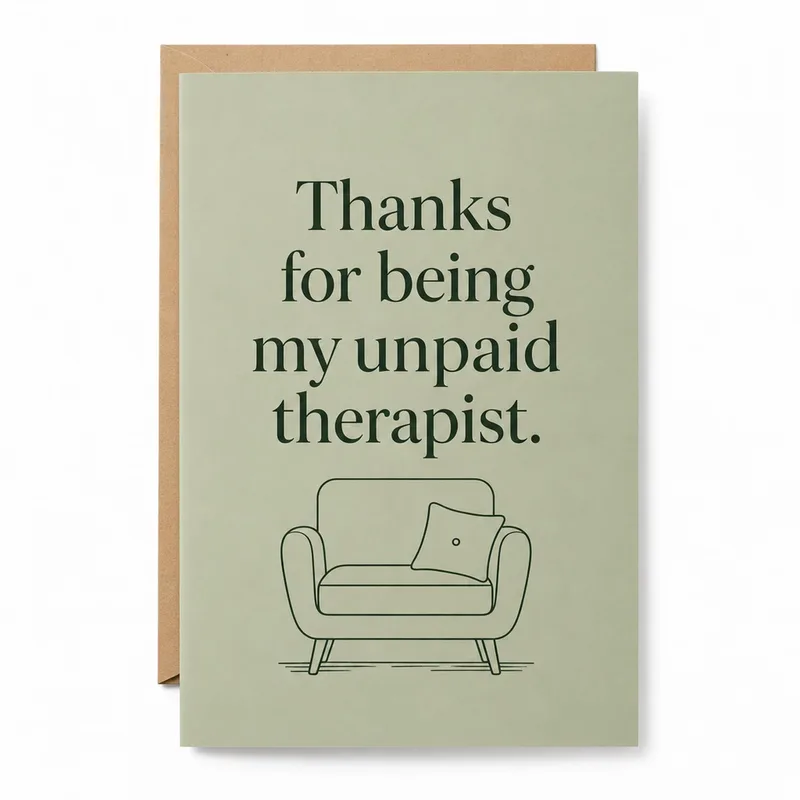 Thanks Therapist Friend Card: A Funny Thank You for Your Listening Ear