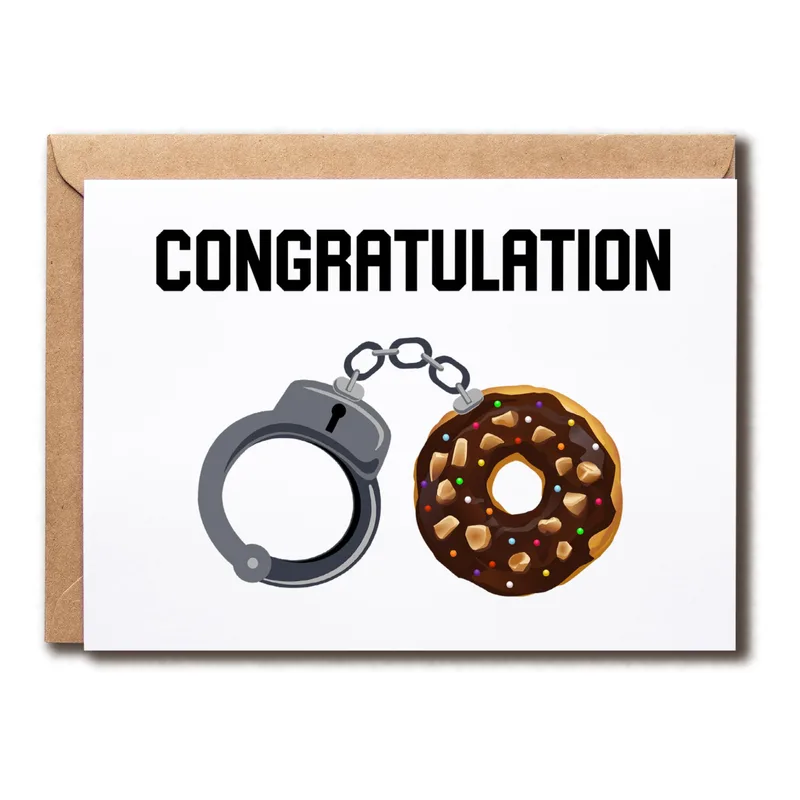 Cop Congratulations Card: Handcuffs and Donut Design for Officers