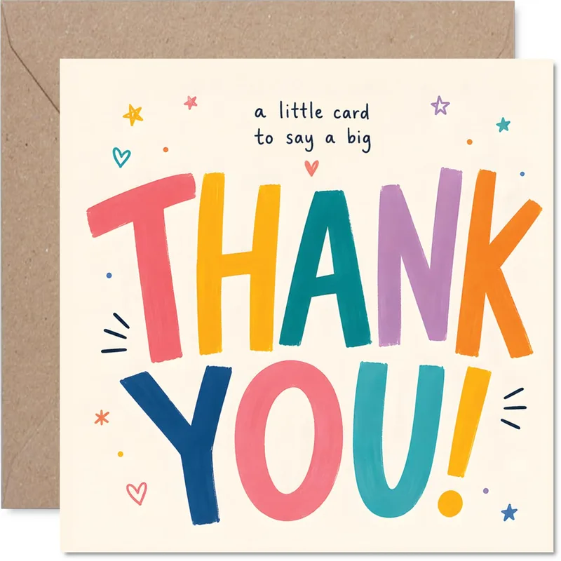 Colorful Bold Lettering Card for Saying Thanks in Style