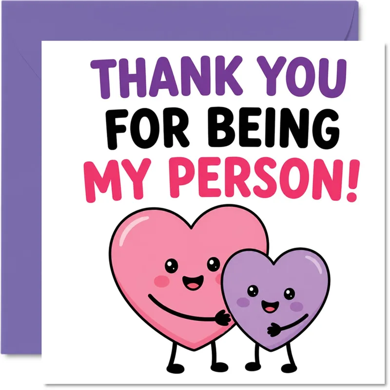 Cute Pink Purple Hearts Card: Thanks for Being My Person