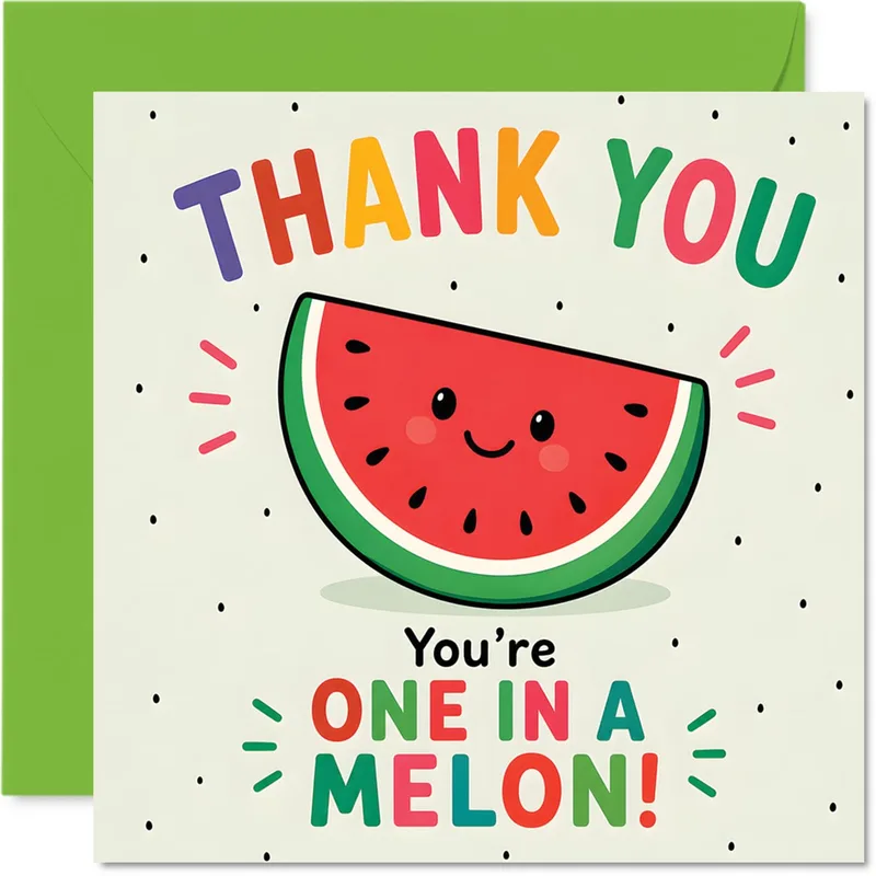 Watermelon Pun Thank You Card – Greeting Card in black