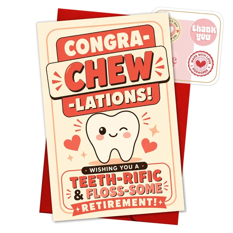 Dentist Retirement Card with a Winking Tooth Design