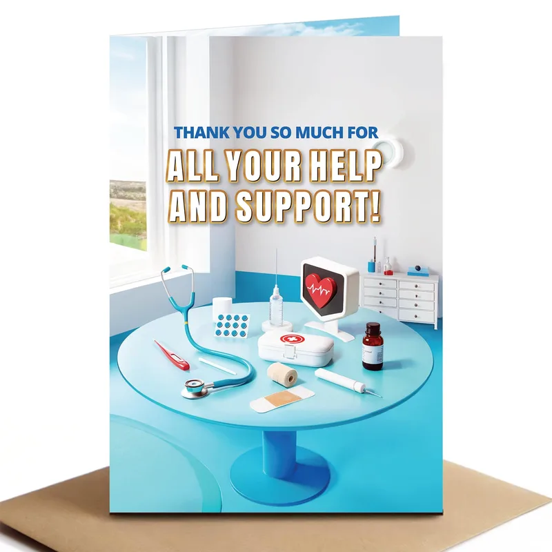 Thank You for Your Help Card – Greeting Card in black