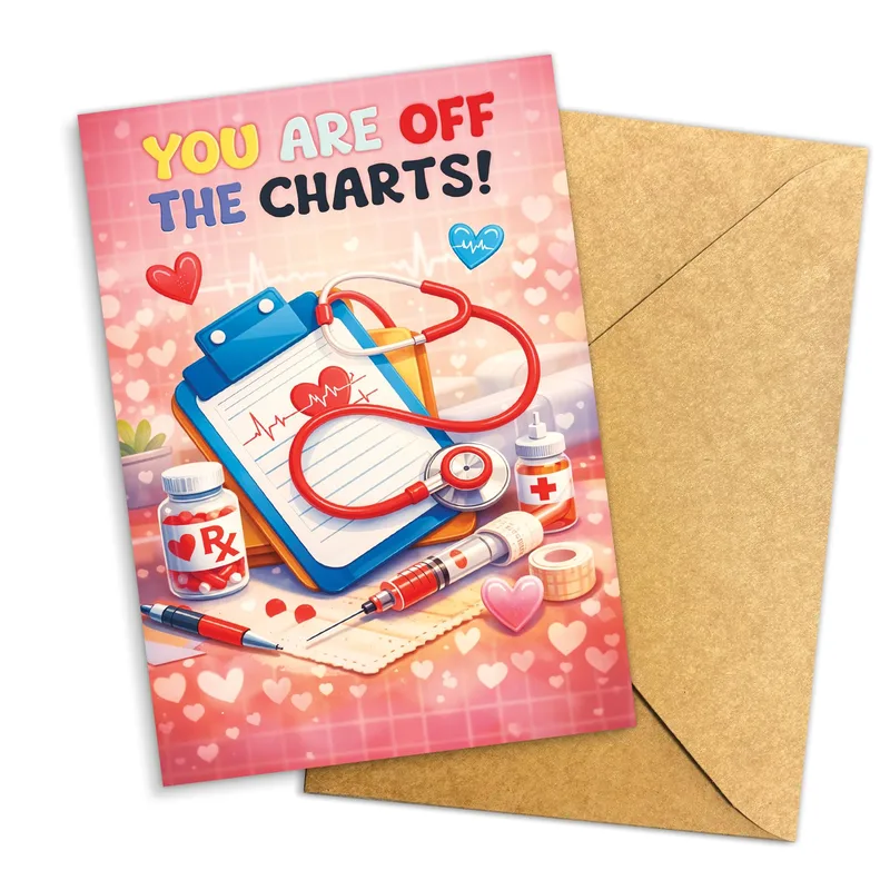 Off the Charts Card: A Pink Nurse Thank You Card