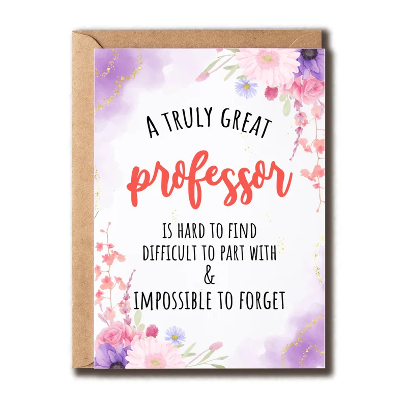 Professor Thank You Card with Purple Watercolor Florals