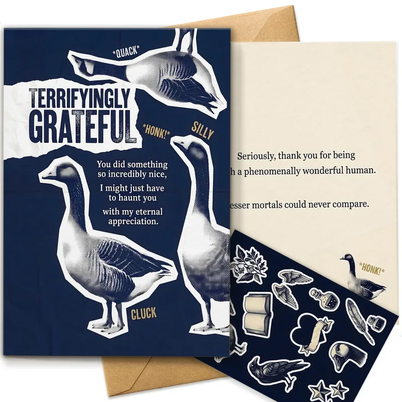Geese Thank You Card: Terrifyingly Grateful Design