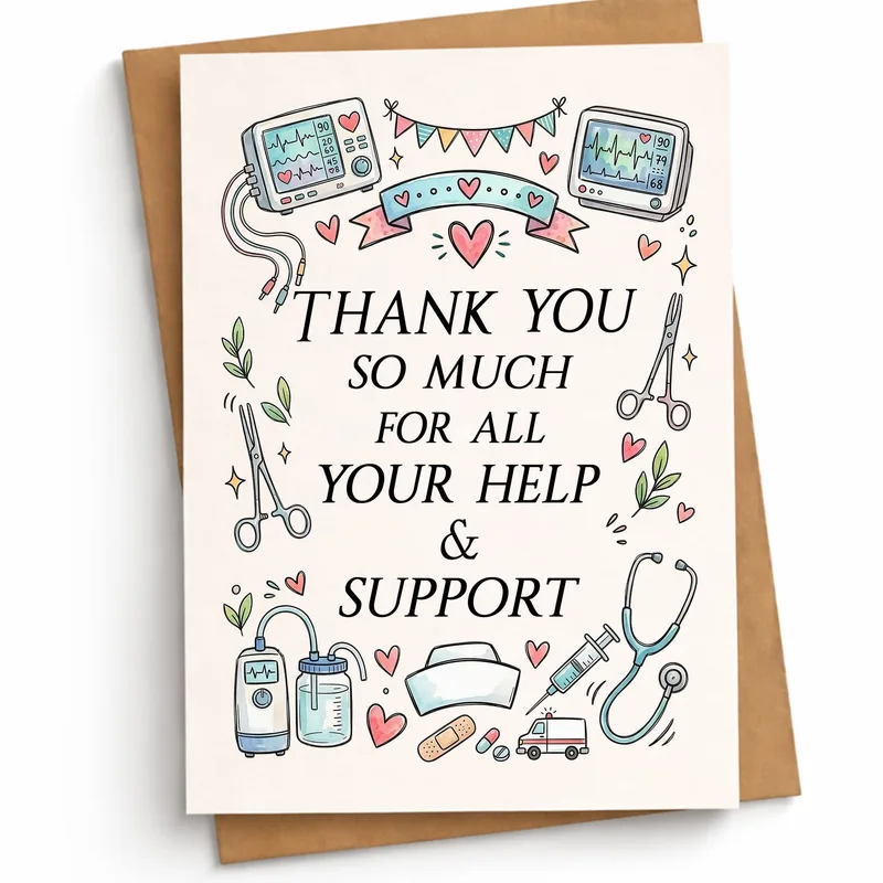 Medical Icons Pastel Illustration Card for Nurses and Staff
