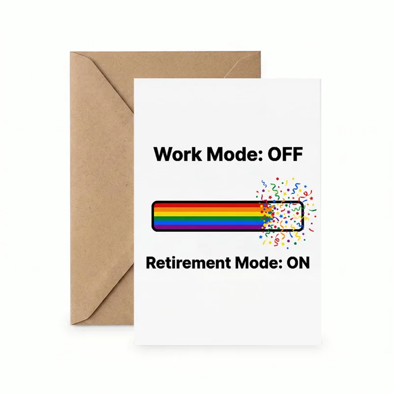 Retirement Mode Card: Work Mode Off, Rainbow Progress Bar