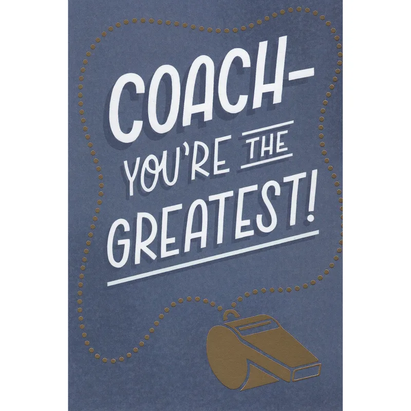 Greatest Coach Card with a Blue Whistle Design