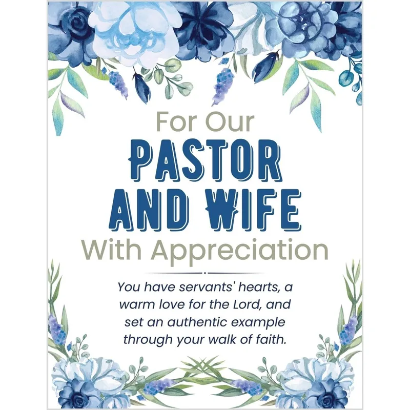 For Our Pastor Card: Blue Floral Thanks for Pastor and Wife