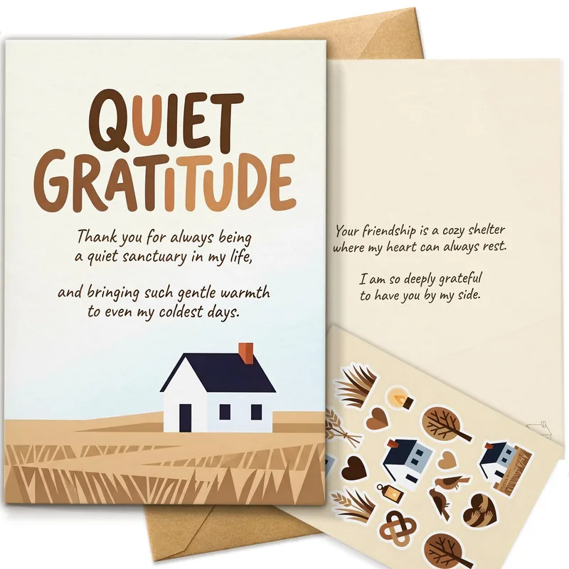 Cozy Cottage Thank You Card for a Quiet Friend