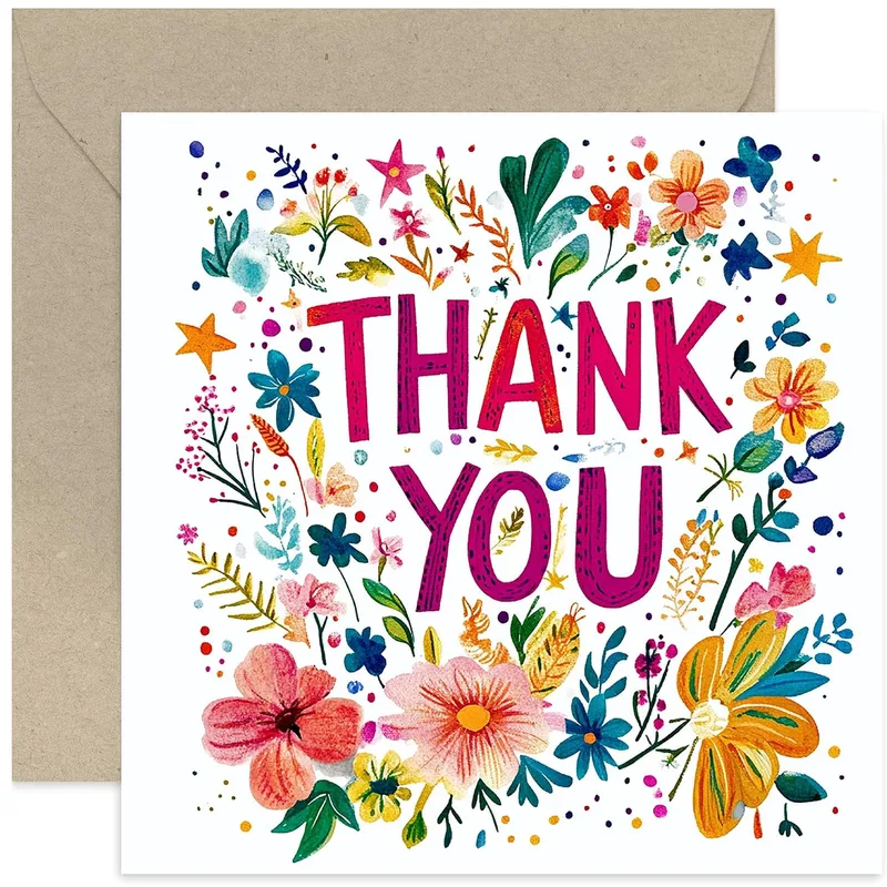 Colorful Wildflower Thank You Card for Nurses and Teachers