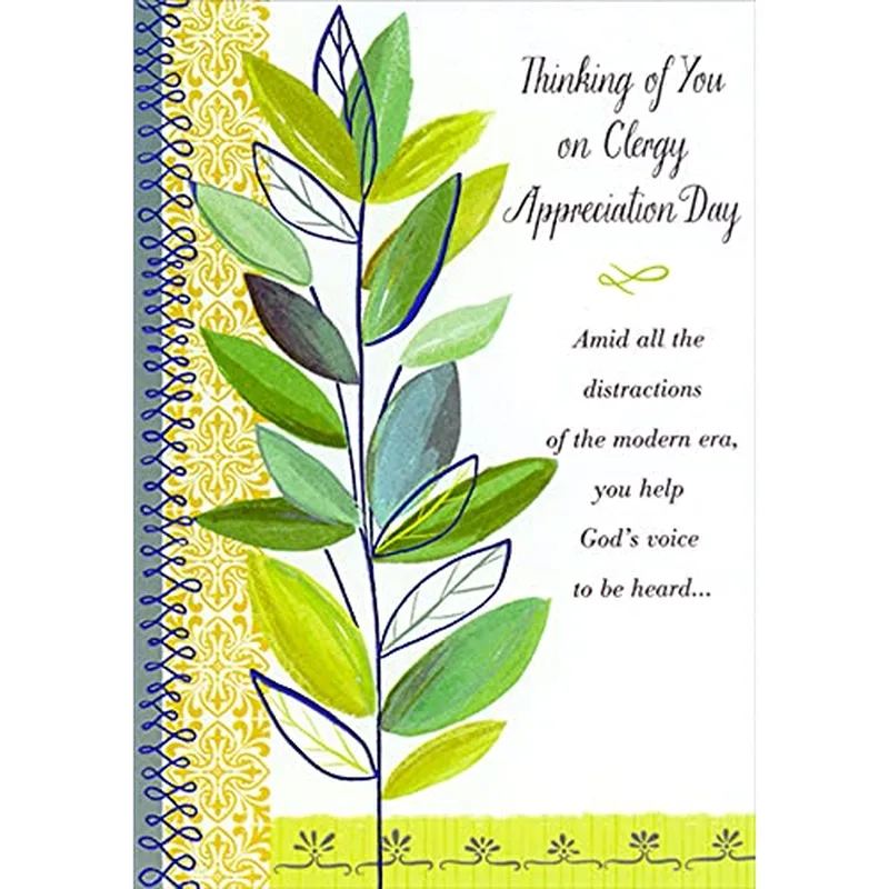 Clergy Appreciation Day Card: Green Leaves on a Tall Stem