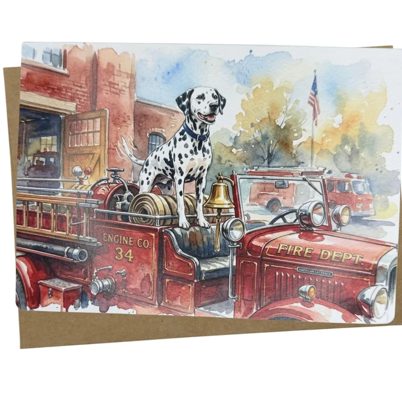 Firefighter Dalmatian Card for a Thank You Moment