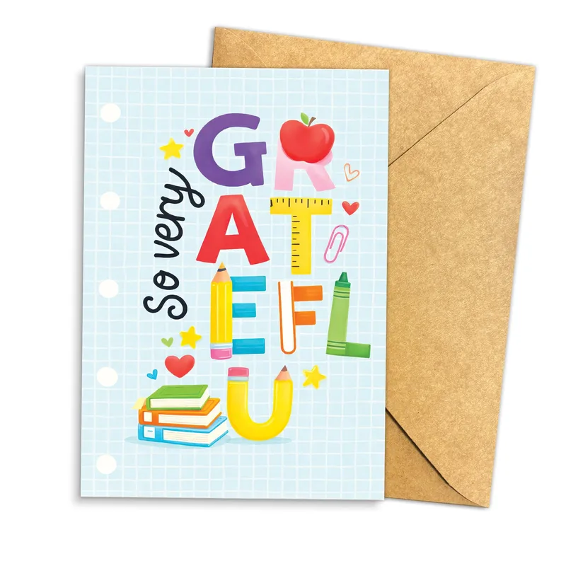 So Very Grateful U Card: A Colorful Thank You for Teachers and Helpers