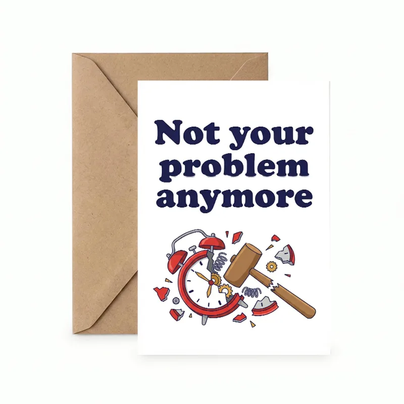 Smashed Alarm Clock Card: Not Your Problem Anymore