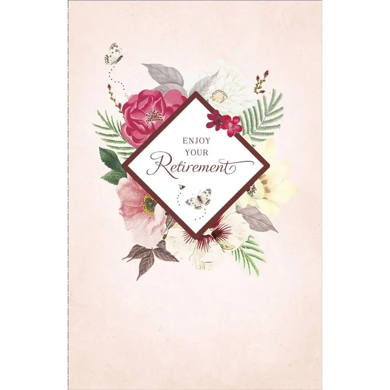Pink Floral Diamond Frame Card for a Well-Earned Retirement