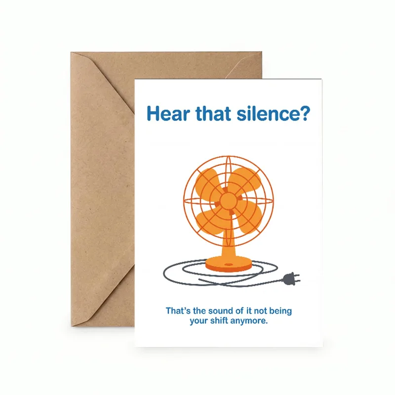 Last Shift Card: Funny Retirement Card With an Orange Desk Fan