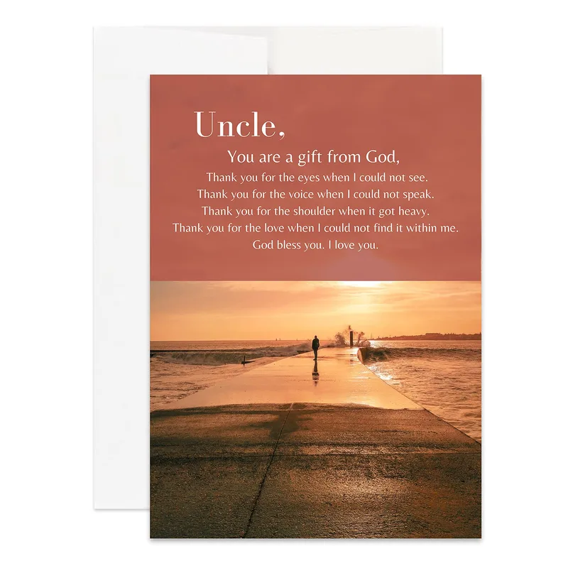 Uncle Thank You Card: A Heartfelt Sunset Pier Design
