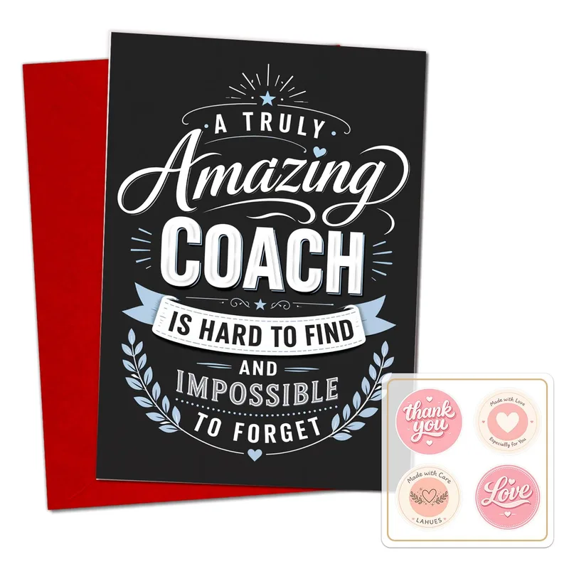 Black White Typography Card for an Amazing Coach Appreciation