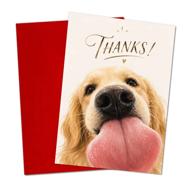 Thanks Puppy Tongue Card: A Golden Retriever Thank You