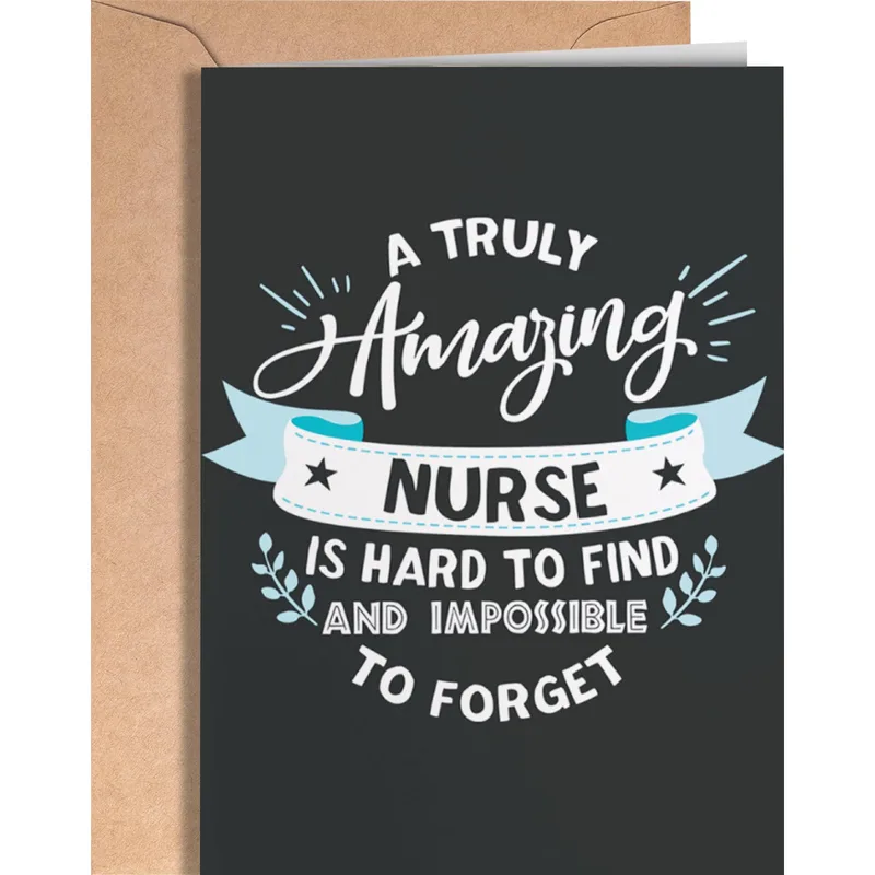 White Script Typography Card for an Amazing Nurse
