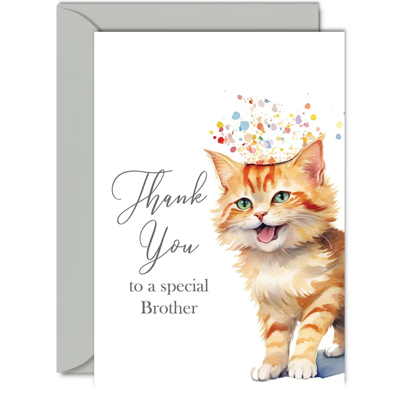 Thank You to A special Card for a Brother with a Party Cat