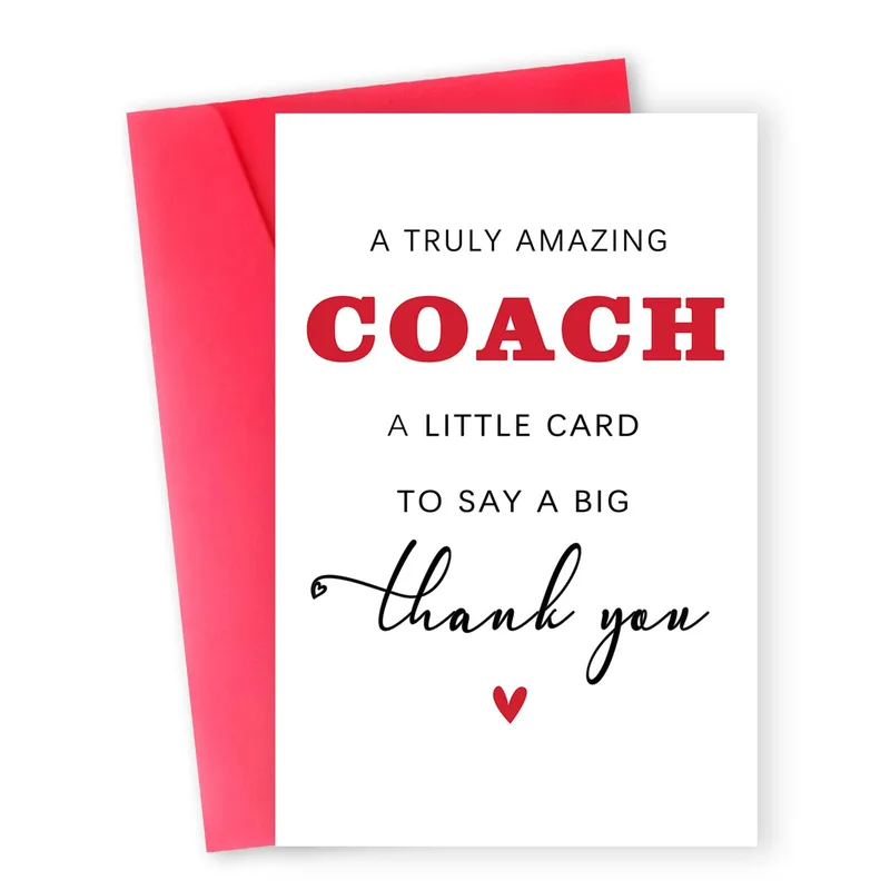 Red Script Minimalist Text Card for Amazing Coach Appreciation