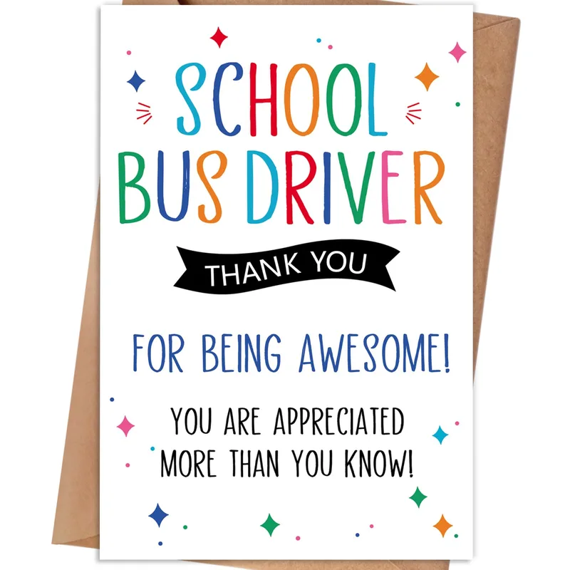 Thank You for Being Awesome Card for School Bus Drivers