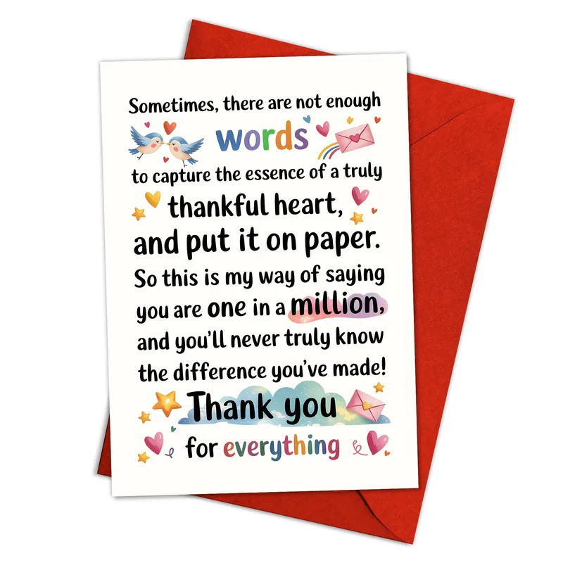 Watercolor Birds with Hearts Card for Deeply Thankful Moments