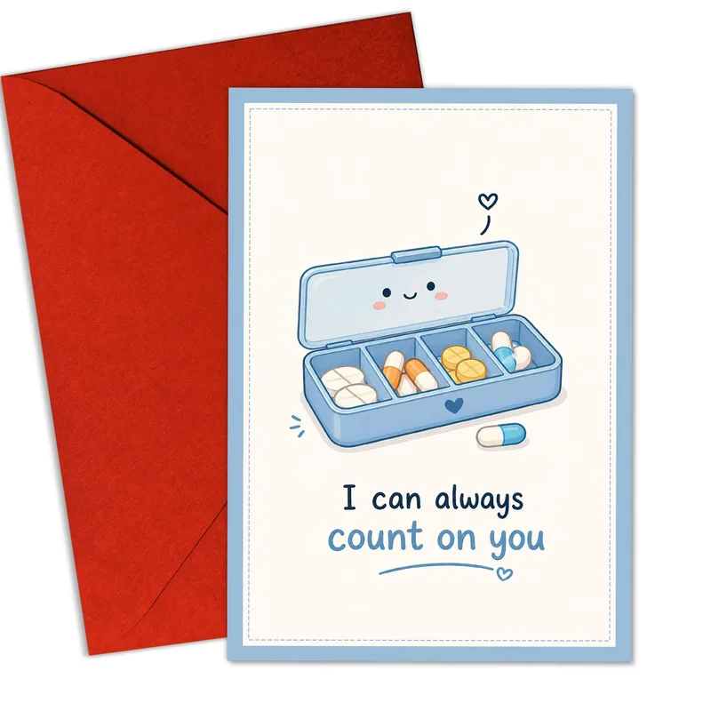 Pill Organizer Card for Healthcare Workers Showing Appreciation