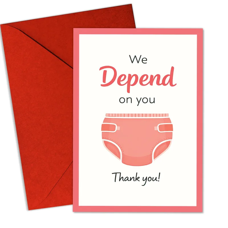 Adult Diaper Thank You Card for Caregivers and Helpers