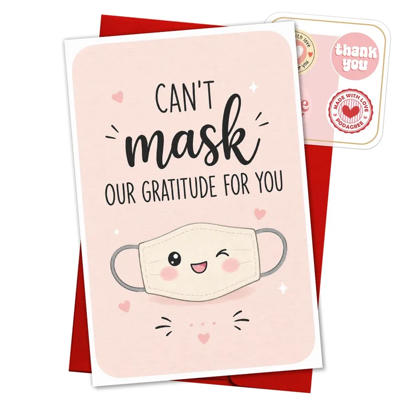 Mask Thank You Card for Healthcare Workers Showing Appreciation