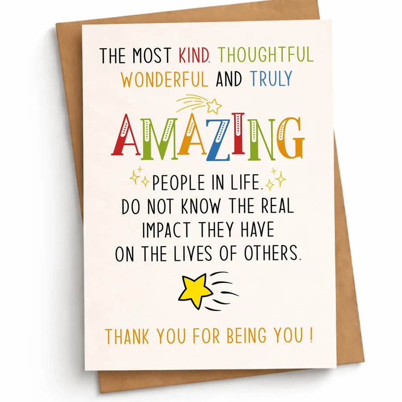 Colorful Rainbow Lettering Stars Card for Kind and Thoughtful People