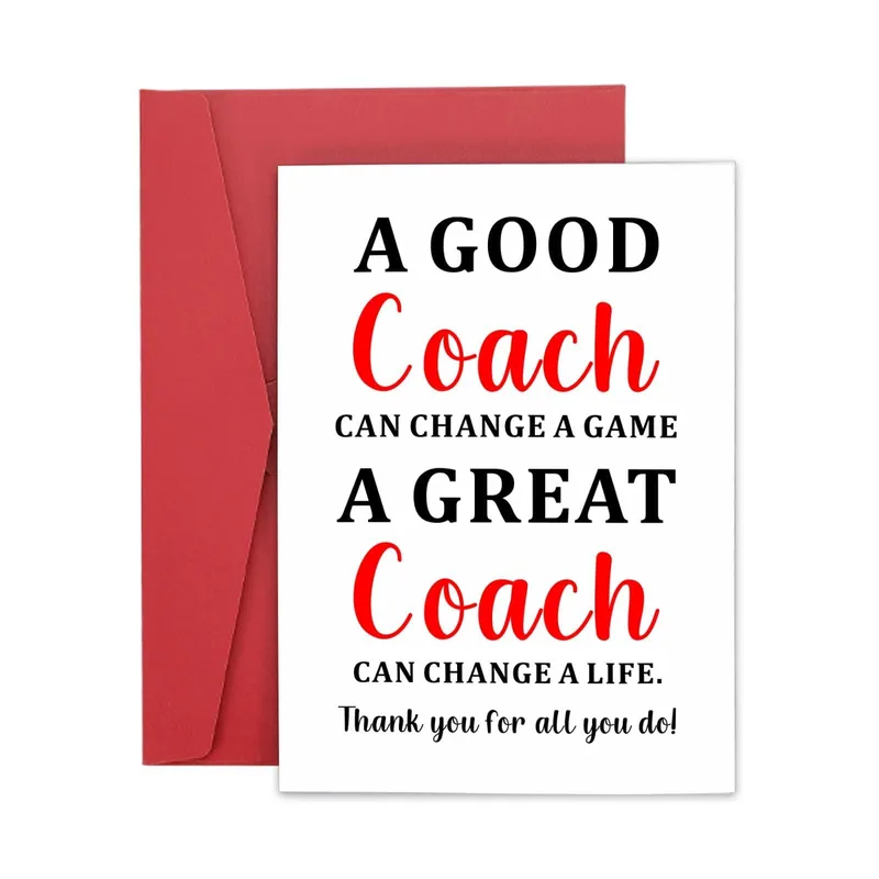 Red Black White Typography Card for Appreciating a Great Coach