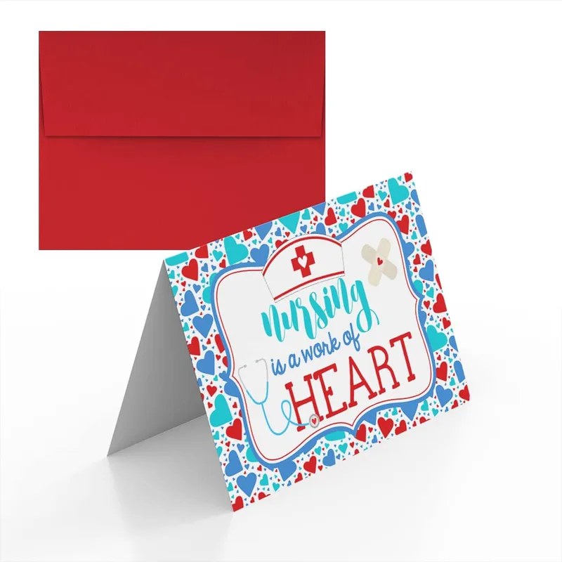 Nursing Appreciation Card featuring a heart pattern