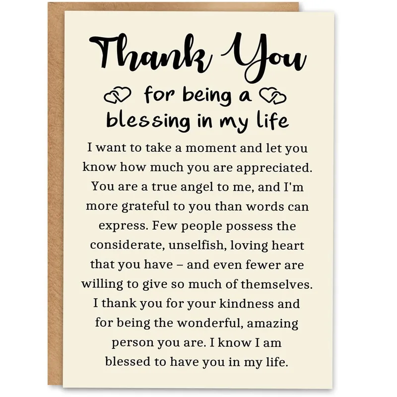 Black Script Cream Thank You Card for a True Angel