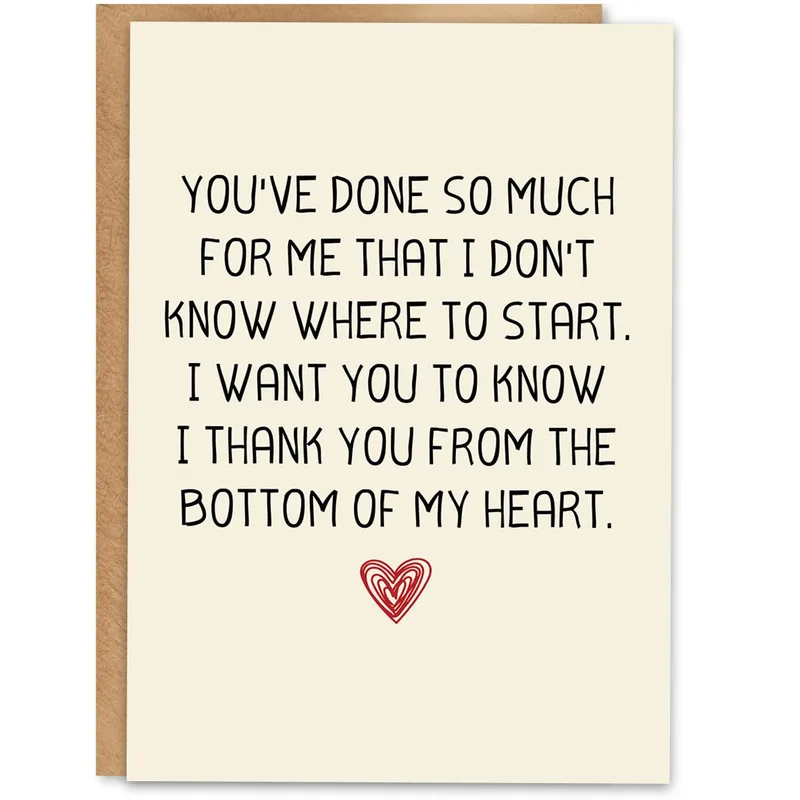 Black Red Heart Thank You Card for Deep Gratitude