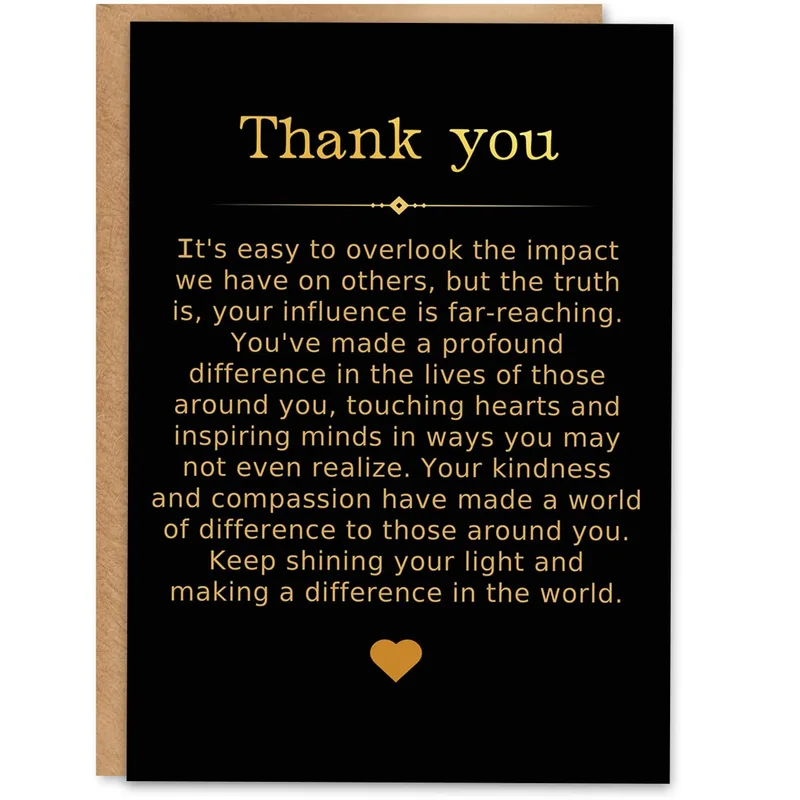 Background Gold Heart Thank You Card for Deep Appreciation