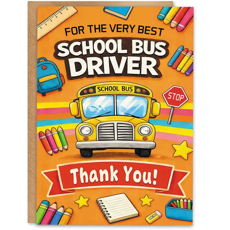School Bus Orange Thank You Card for the Best Driver
