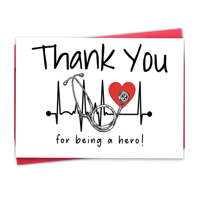 Stethoscope Heartbeat Line Nurse Card for Healthcare Heroes