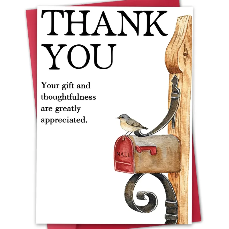 Bird Wooden Mailbox Thank You Card for Appreciation