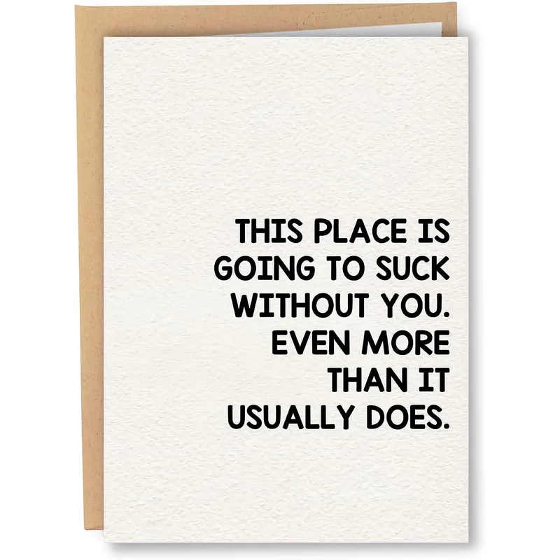 White Texture Paper Farewell Card featuring bold black text