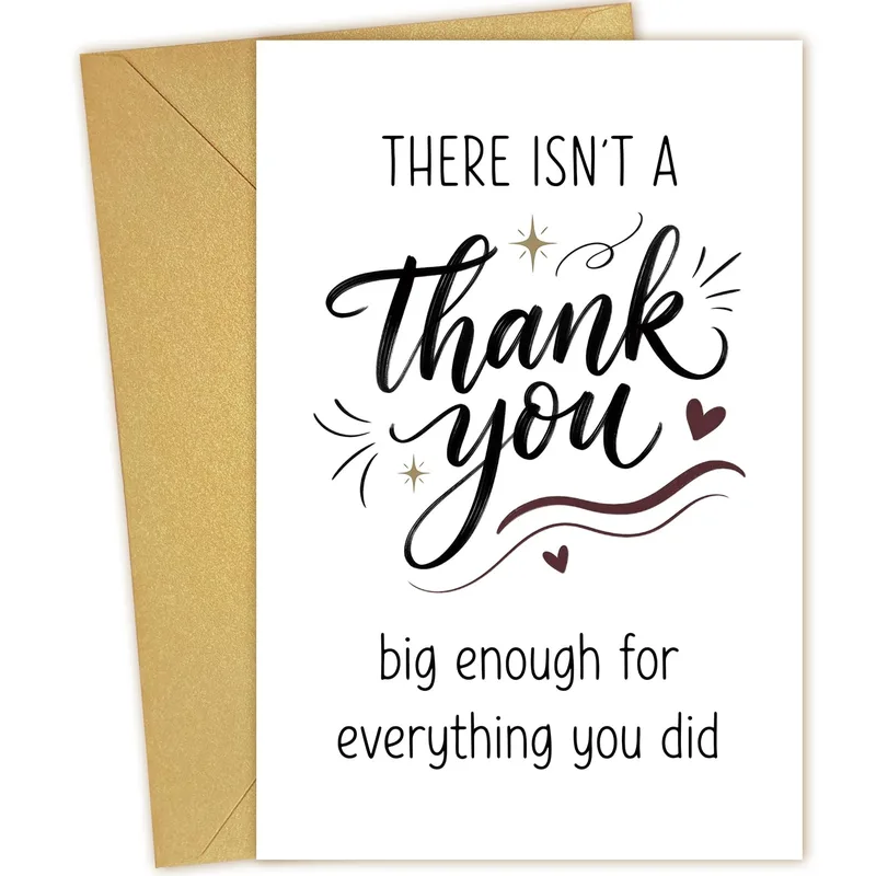 Script Typography Hearts Thank You Card for Deep Appreciation