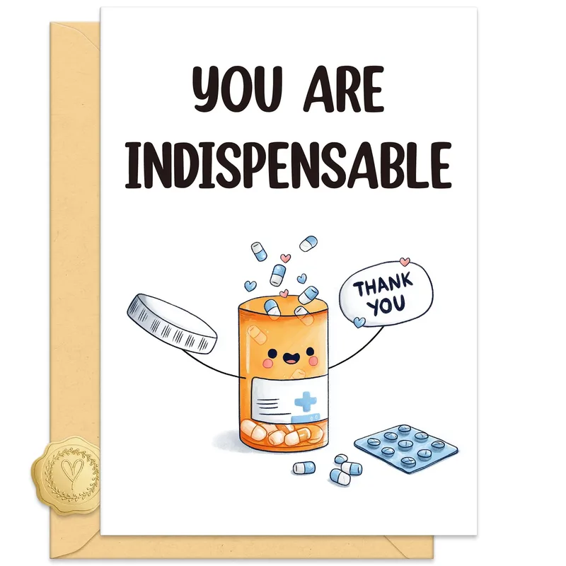 Orange Pill Bottle Thank You Card for Healthcare Workers