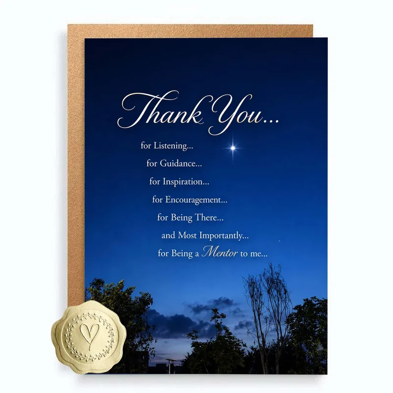 Sky Trees Star Thank You Card Celebrating a Mentor with Night Sky Art