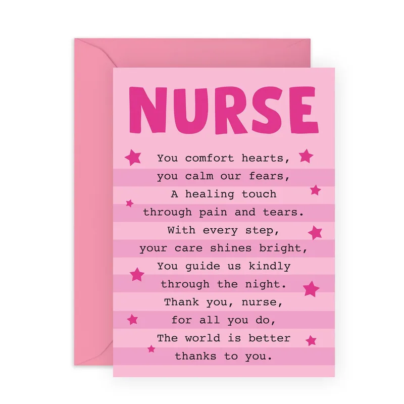 Striped Background Stars Nurse Card: A Poem of Gratitude