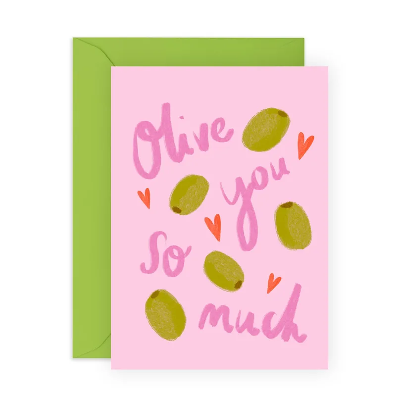 Background Green Olives Love Card: Olive You So Much Greeting Card