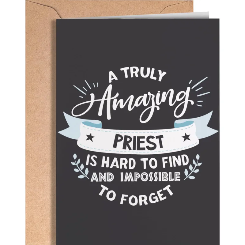 Black Script Ribbon Text Card: A Truly Amazing Priest Appreciation